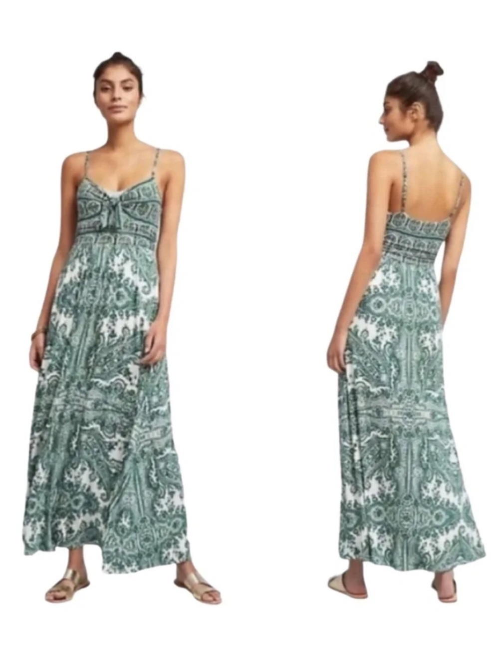Moulinette Soeurs by Anthropologie  Brisbane Maxi Green Dress XS
